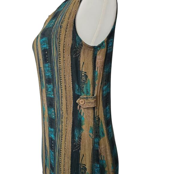 VTG 90s Midi Dress Womens Small Rayon Hippie Indie Goblincore Earthy Festival - Picture 3 of 12